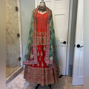 Red Bridal Custom Lehenga Set